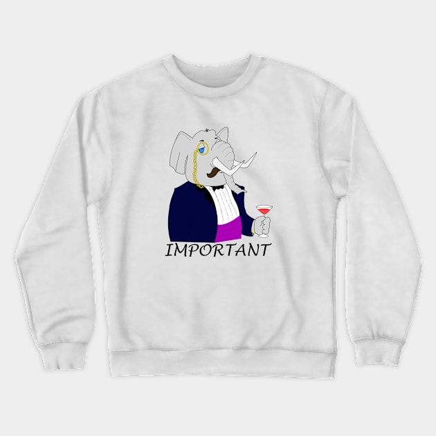 Important Elephant - Funny Design Crewneck Sweatshirt by ChrisWilson